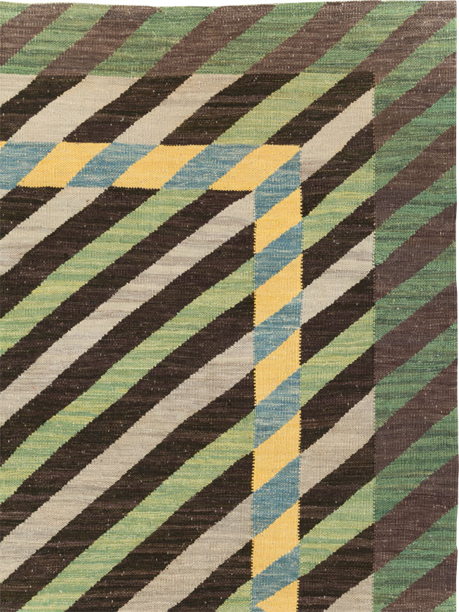 Contemporary Turkish Flatweave Room Size Carpet, No.31348 - Gsblank