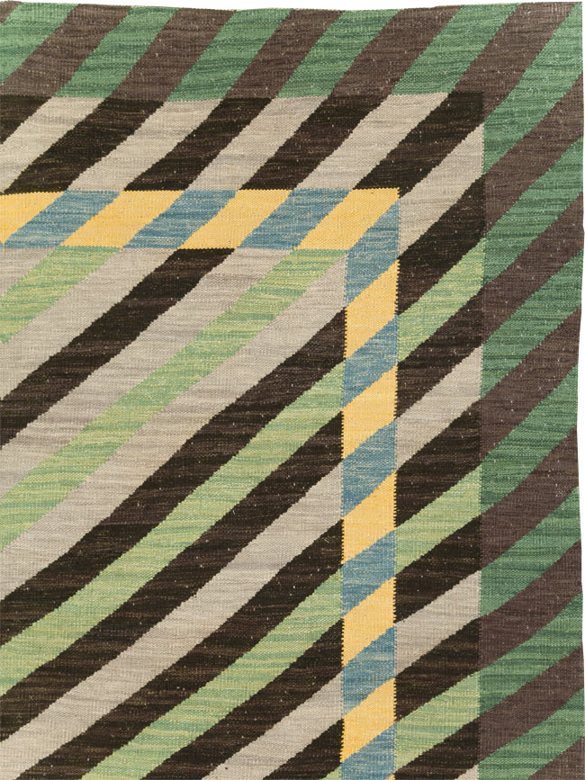 Contemporary Turkish Flatweave Room Size Carpet, No.31348 - Gsblank