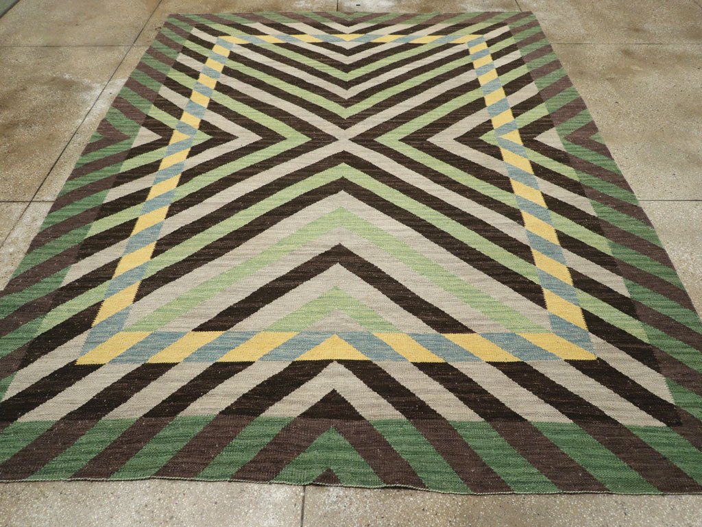 Contemporary Turkish Flatweave Room Size Carpet, No.31348 - Gsblank