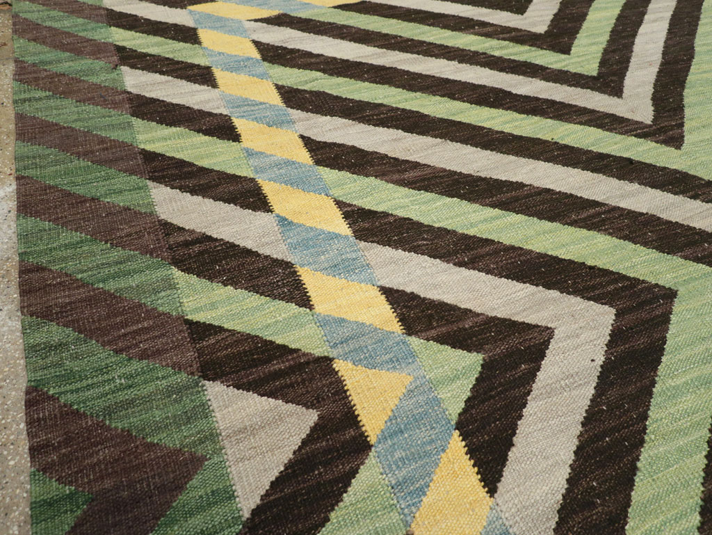 Contemporary Turkish Flatweave Room Size Carpet, No.31348 - Gsblank