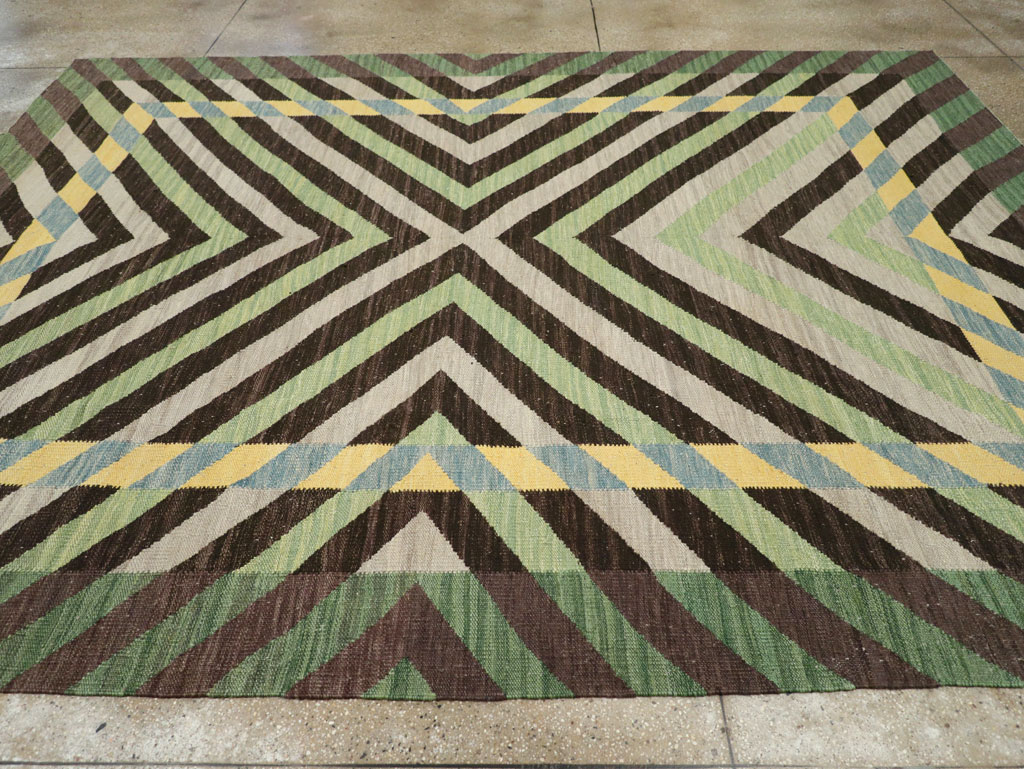 Contemporary Turkish Flatweave Room Size Carpet, No.31348 - Gsblank