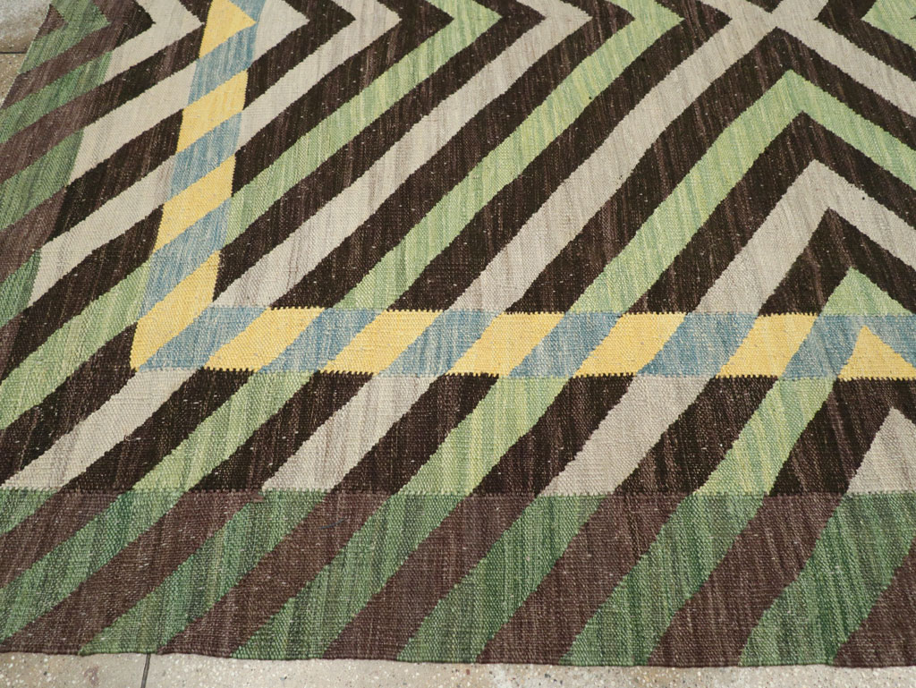 Contemporary Turkish Flatweave Room Size Carpet, No.31348 - Gsblank