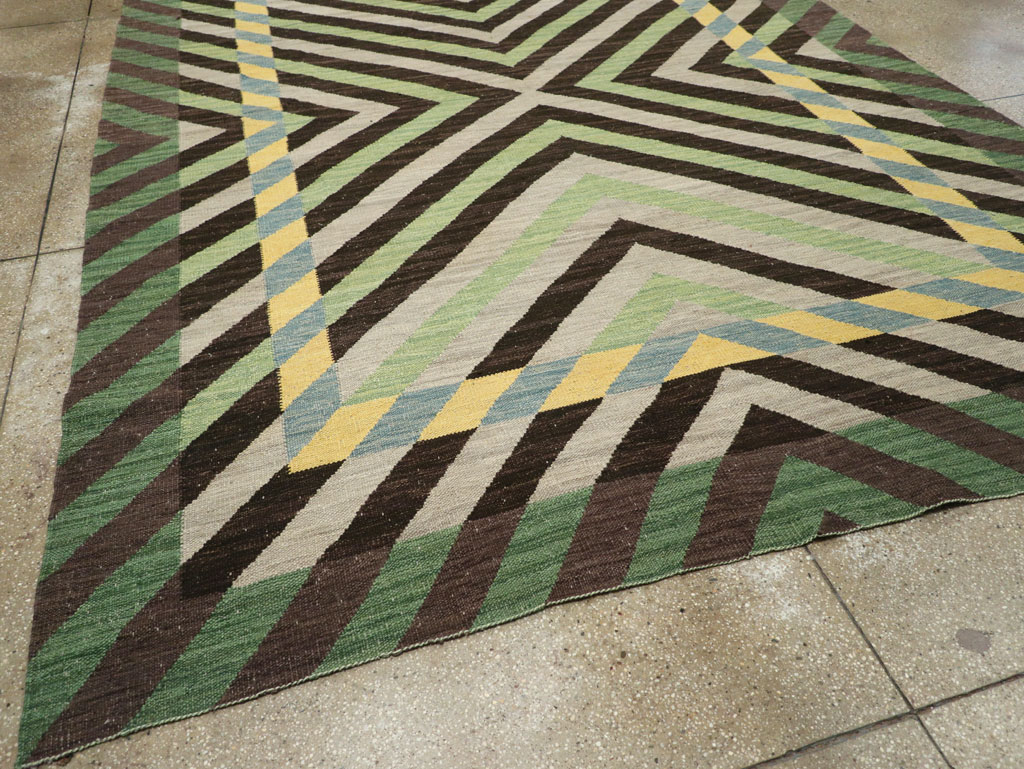 Contemporary Turkish Flatweave Room Size Carpet, No.31348 - Gsblank