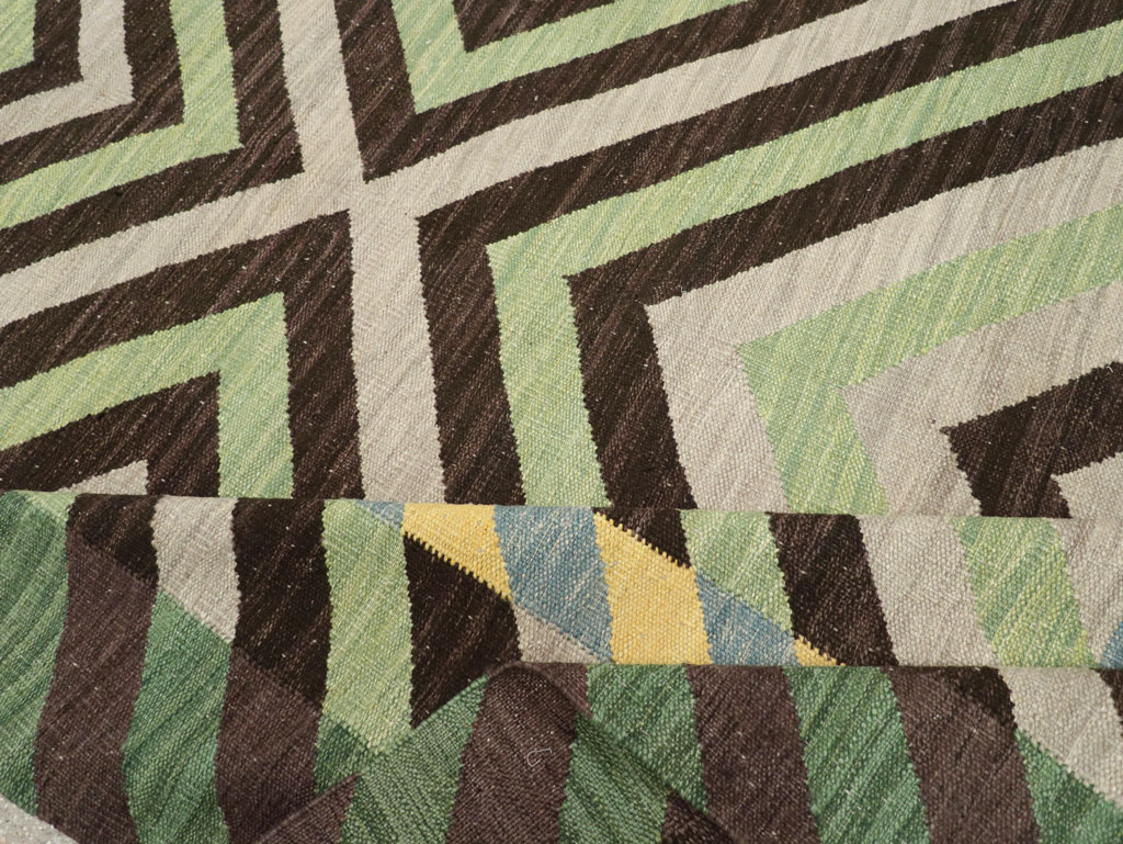 Contemporary Turkish Flatweave Room Size Carpet, No.31348 - Gsblank