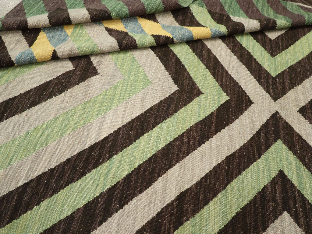 Contemporary Turkish Flatweave Room Size Carpet, No.31348 - Gsblank