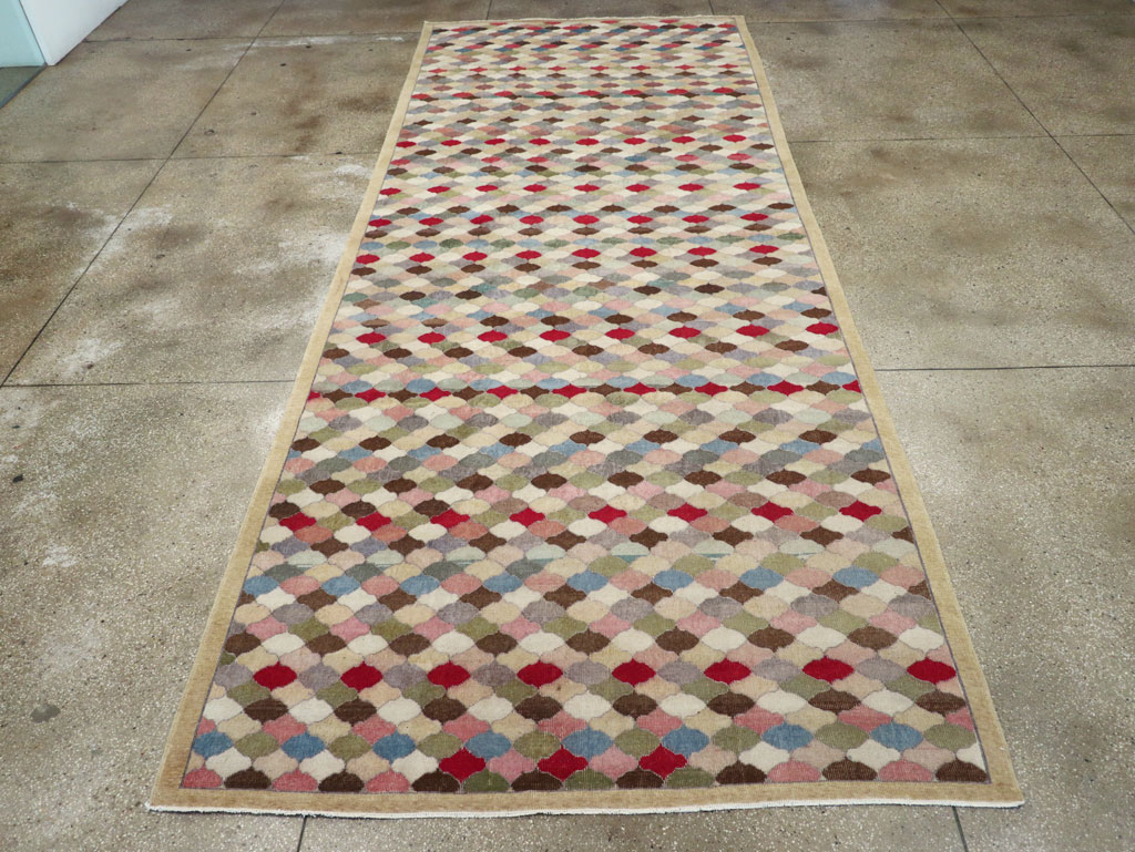 Vintage Turkish Anatolian Wide Gallery Runner, No.31351 - Gsblank