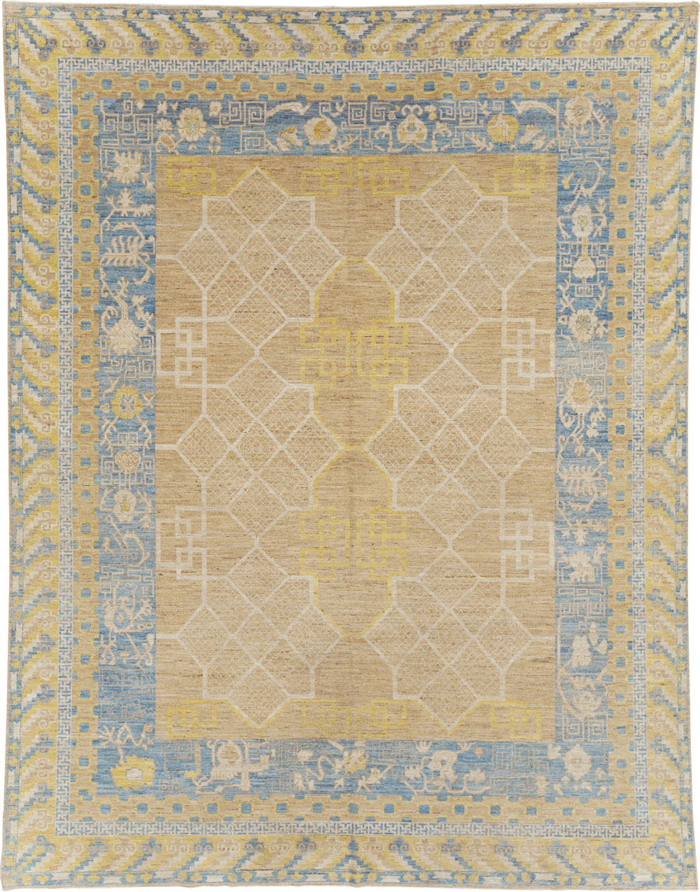 Contemporary East Turkestan Khotan Room Size Carpet, No.31356 - Gsblank