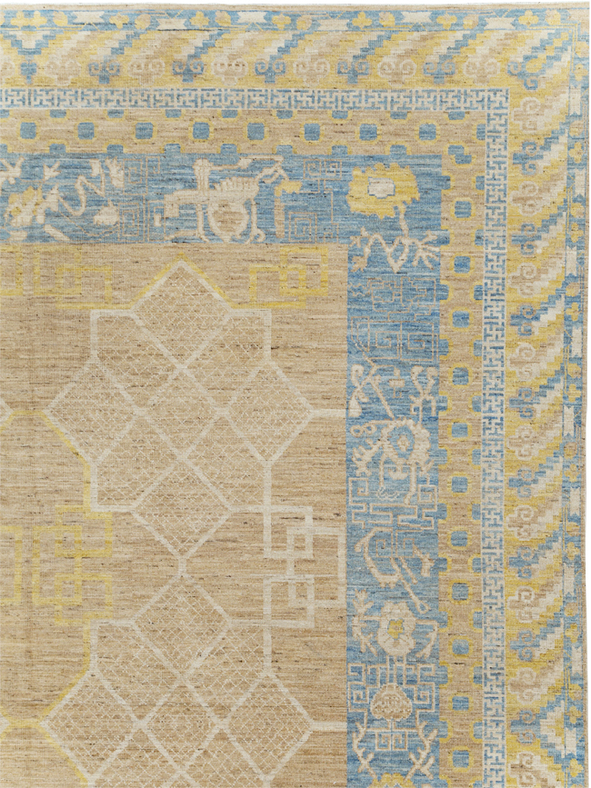 Contemporary East Turkestan Khotan Room Size Carpet, No.31356 - Gsblank
