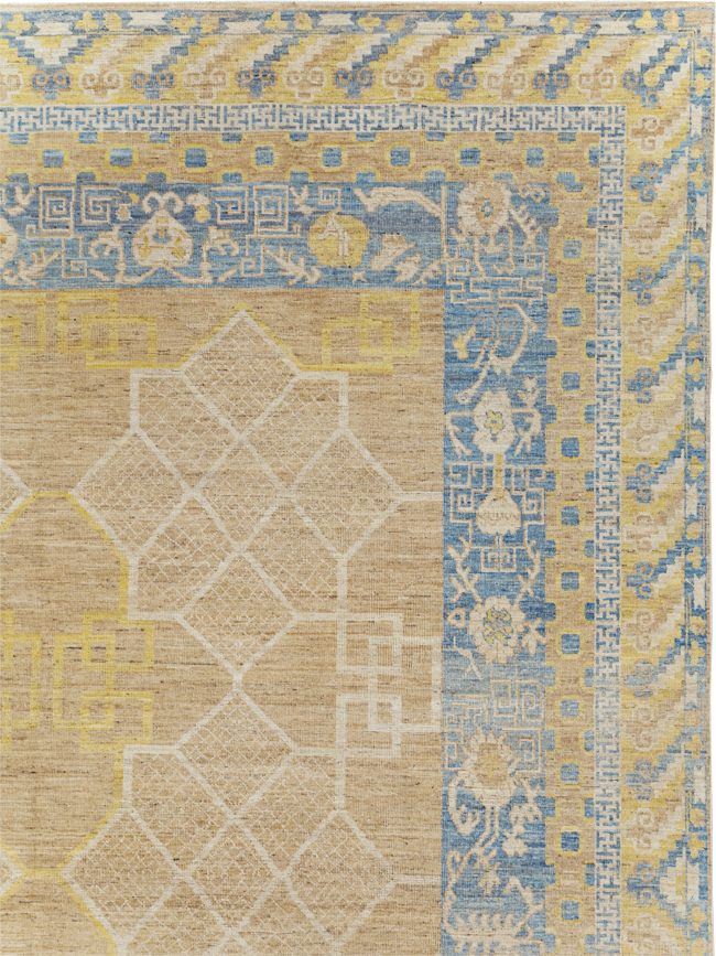 Contemporary East Turkestan Khotan Room Size Carpet, No.31356 - Gsblank