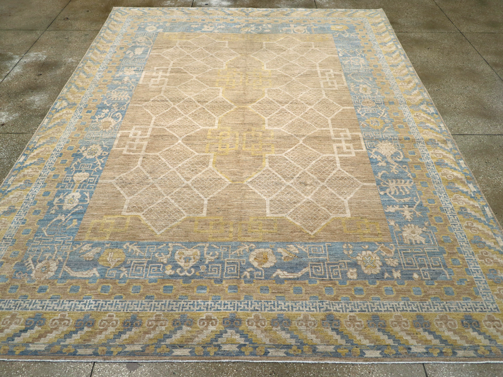 Contemporary East Turkestan Khotan Room Size Carpet, No.31356 - Gsblank