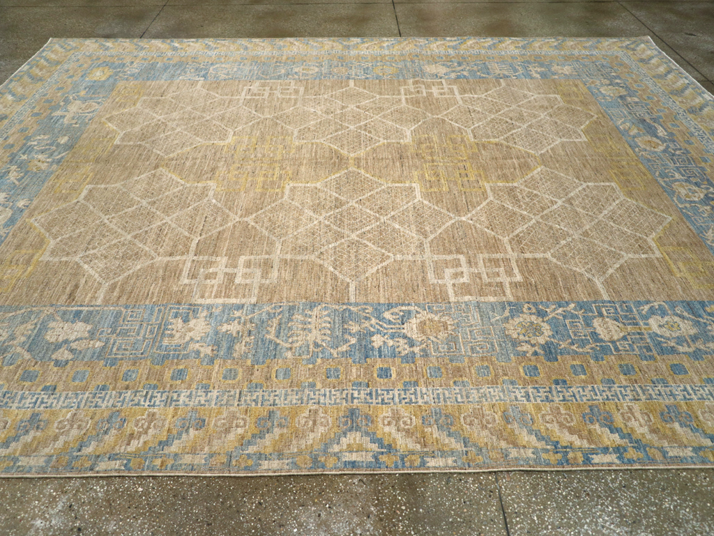 Contemporary East Turkestan Khotan Room Size Carpet, No.31356 - Gsblank