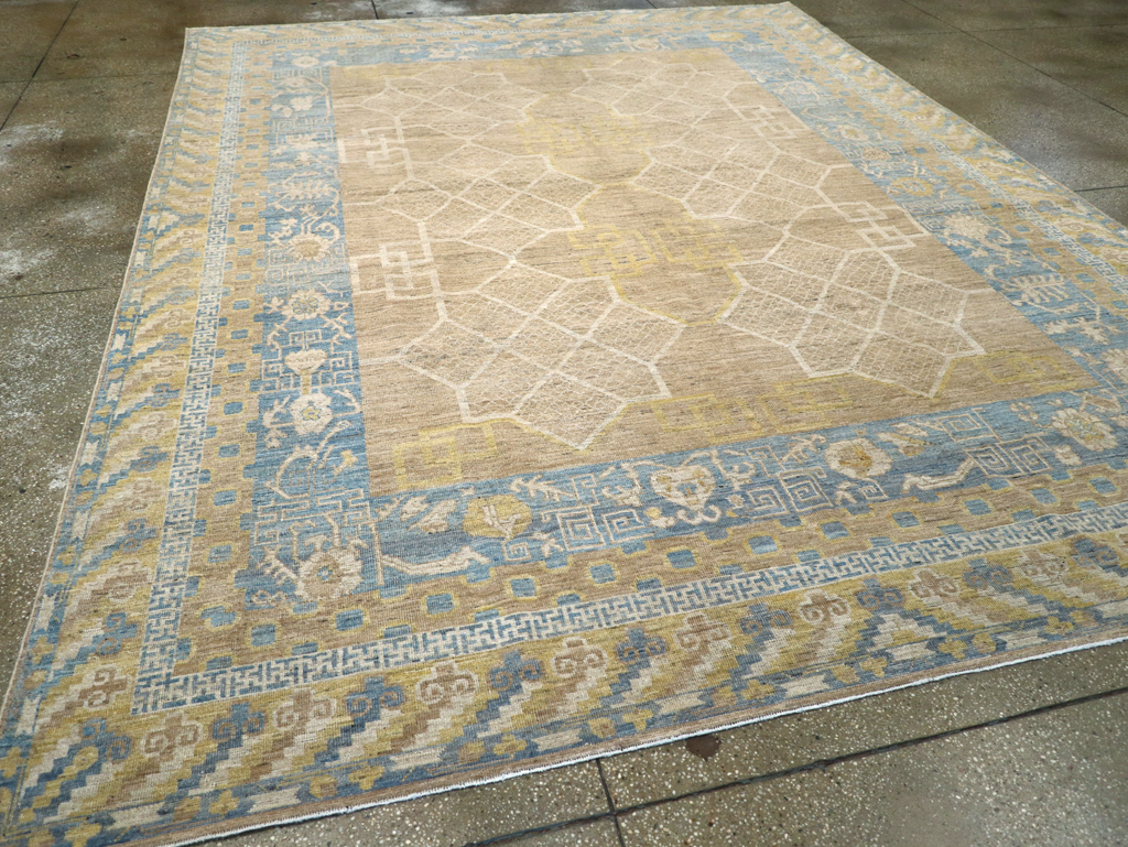 Contemporary East Turkestan Khotan Room Size Carpet, No.31356 - Gsblank