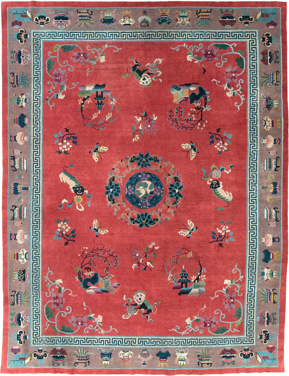 Vintage Chinese Art Deco Pictorial Room Size Carpet, No.31359 - Gsblank