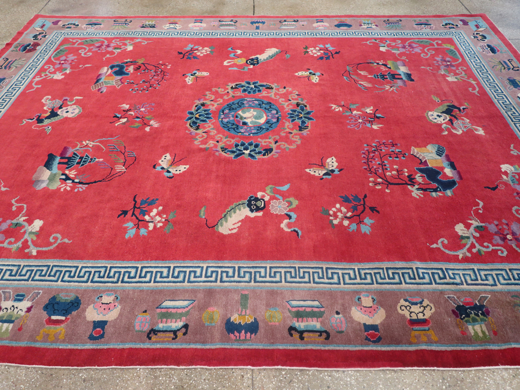 Vintage Chinese Art Deco Pictorial Room Size Carpet, No.31359 - Gsblank