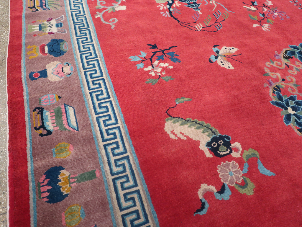 Vintage Chinese Art Deco Pictorial Room Size Carpet, No.31359 - Gsblank