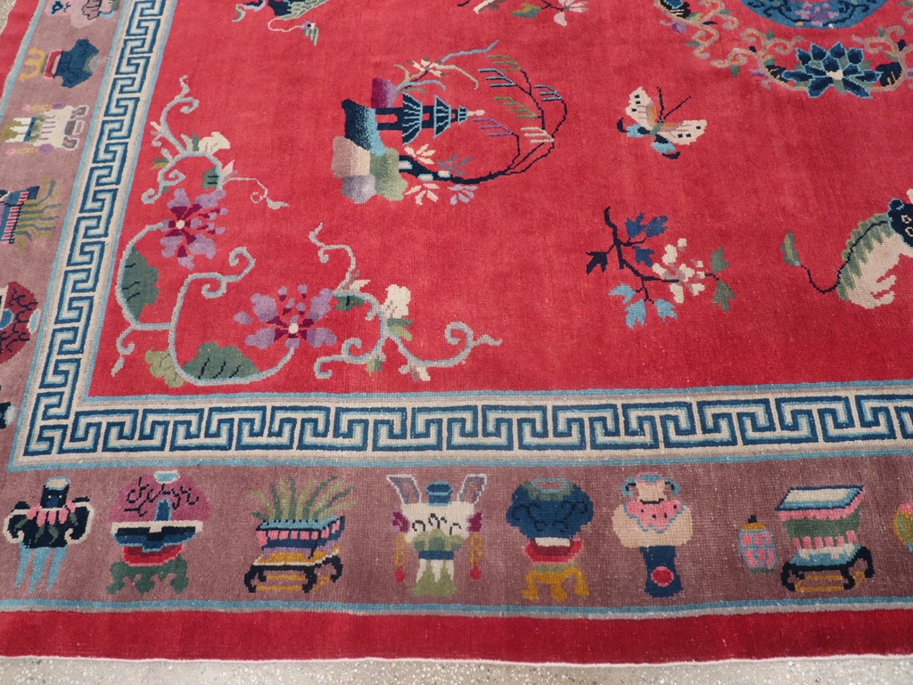 Vintage Chinese Art Deco Pictorial Room Size Carpet, No.31359 - Gsblank