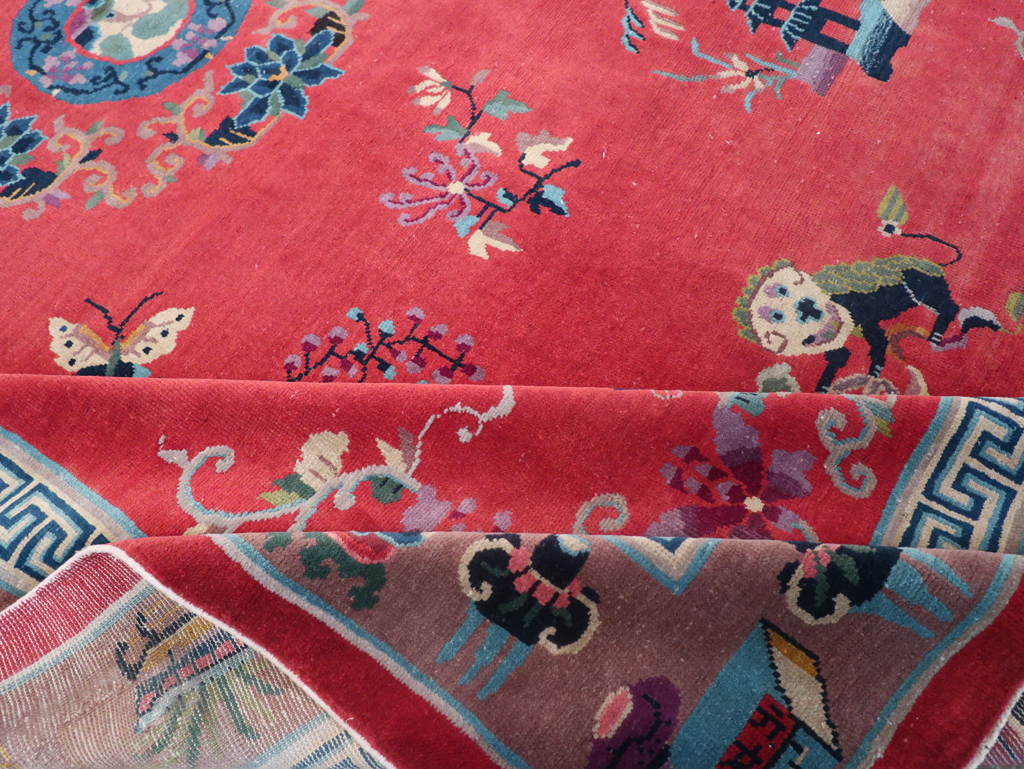 Vintage Chinese Art Deco Pictorial Room Size Carpet, No.31359 - Gsblank