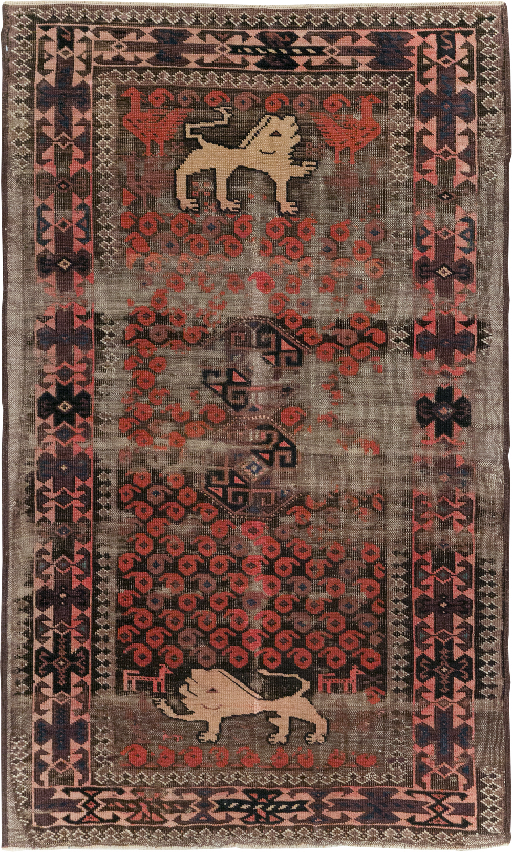 Antique Persian Pictorial Baluch Rug, No.31367 - Gsblank