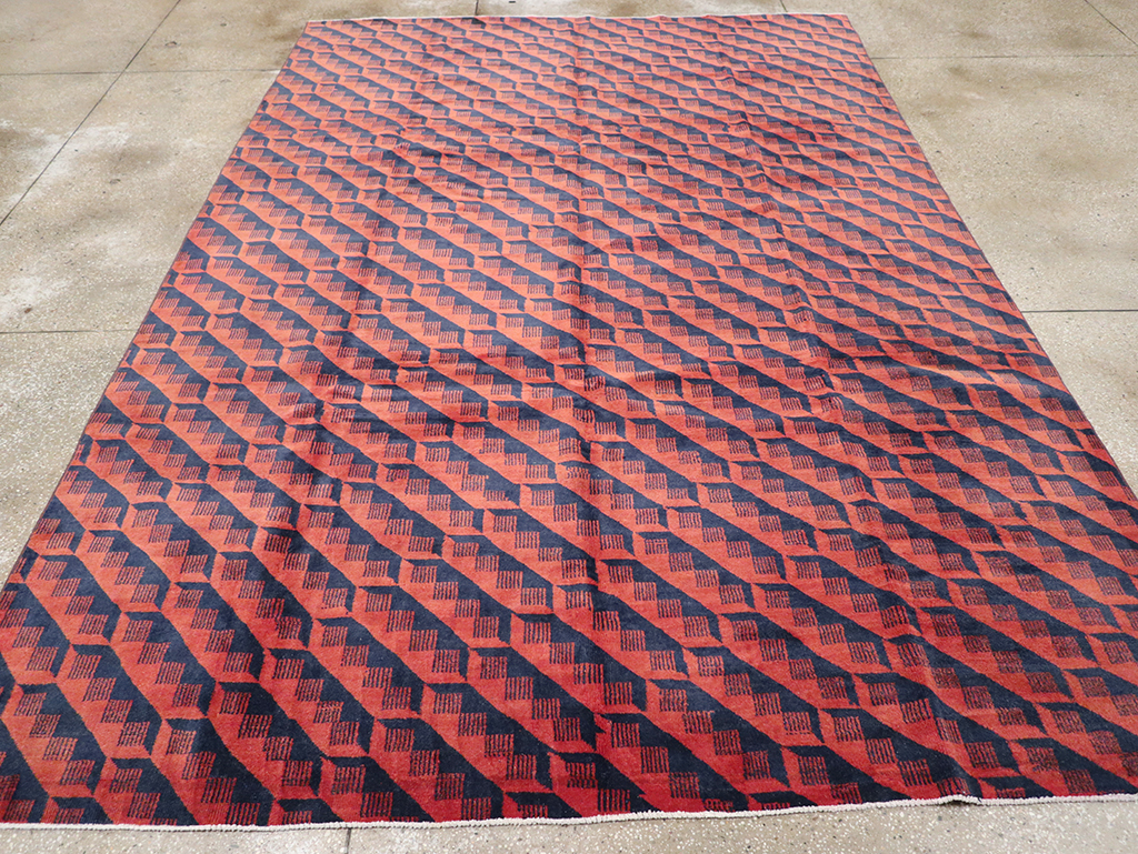 Vintage Turkish Anatolian Art Deco Room Size Carpet, No.31375 - Gsblank