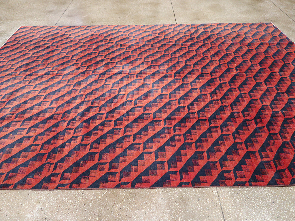 Vintage Turkish Anatolian Art Deco Room Size Carpet, No.31375 - Gsblank