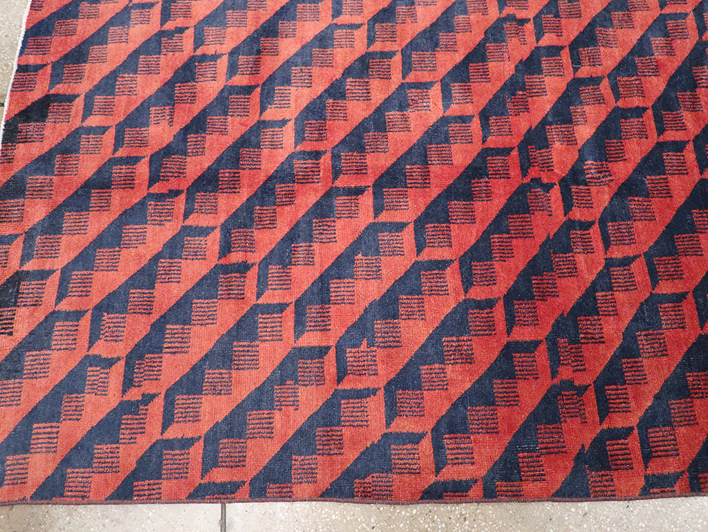 Vintage Turkish Anatolian Art Deco Room Size Carpet, No.31375 - Gsblank