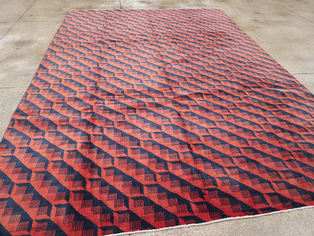 Vintage Turkish Anatolian Art Deco Room Size Carpet, No.31375 - Gsblank