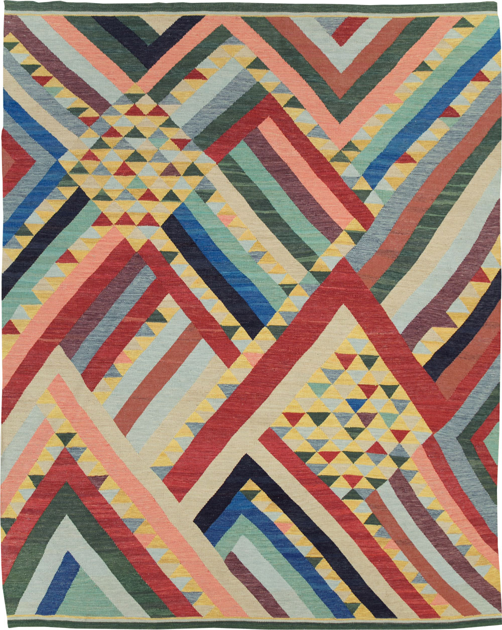 Contemporary Turkish Flatweave Room Size Carpet, No.31401 - Gsblank