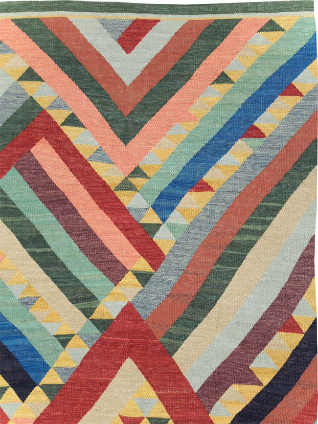 Contemporary Turkish Flatweave Room Size Carpet, No.31401 - Gsblank