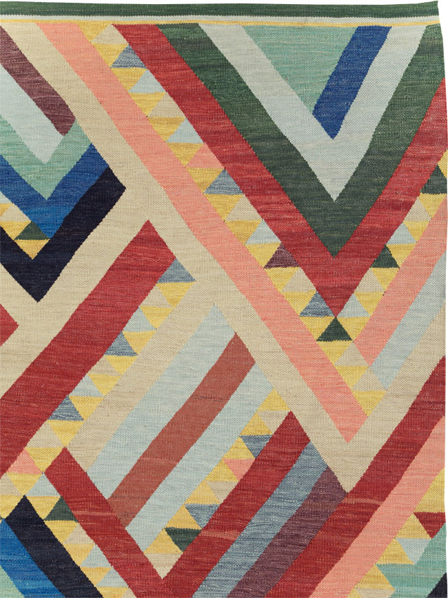 Contemporary Turkish Flatweave Room Size Carpet, No.31401 - Gsblank