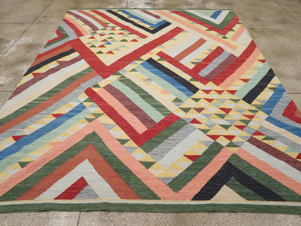 Contemporary Turkish Flatweave Room Size Carpet, No.31401 - Gsblank
