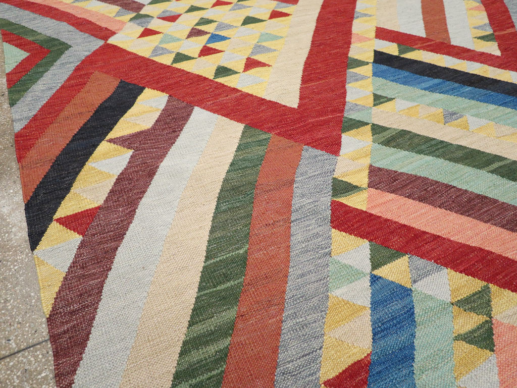 Contemporary Turkish Flatweave Room Size Carpet, No.31401 - Gsblank