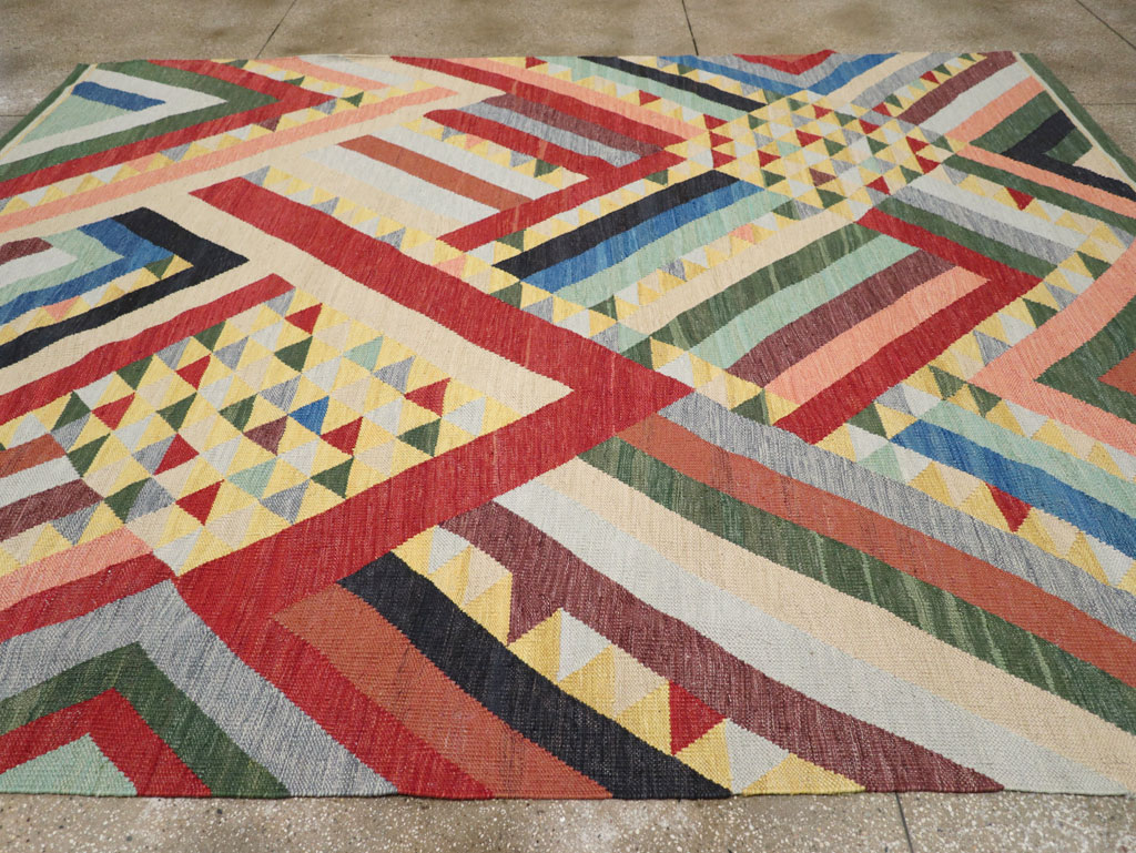 Contemporary Turkish Flatweave Room Size Carpet, No.31401 - Gsblank