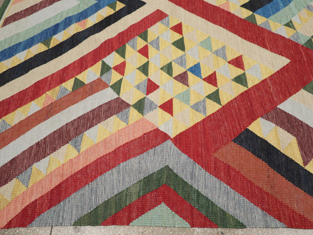 Contemporary Turkish Flatweave Room Size Carpet, No.31401 - Gsblank