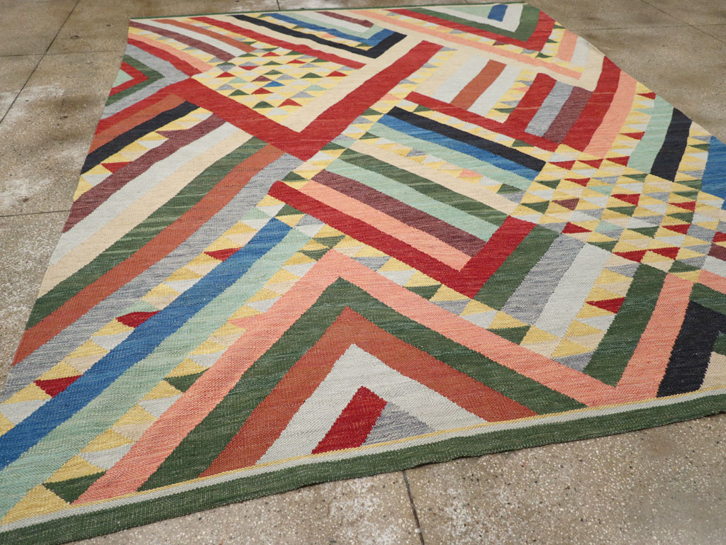Contemporary Turkish Flatweave Room Size Carpet, No.31401 - Gsblank