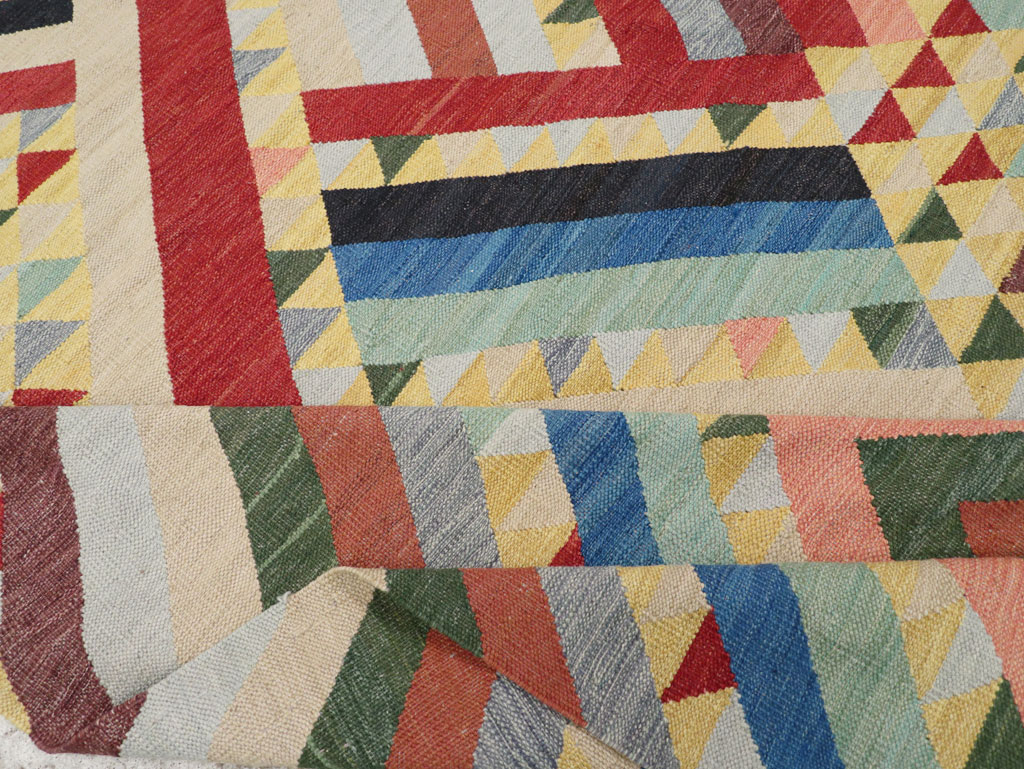 Contemporary Turkish Flatweave Room Size Carpet, No.31401 - Gsblank