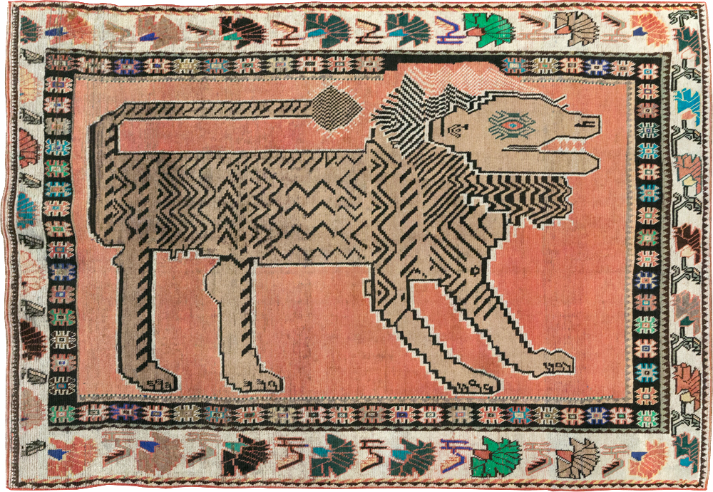 Vintage Persian Pictorial Gabbeh Accent Carpet, No.31410 - Gsblank