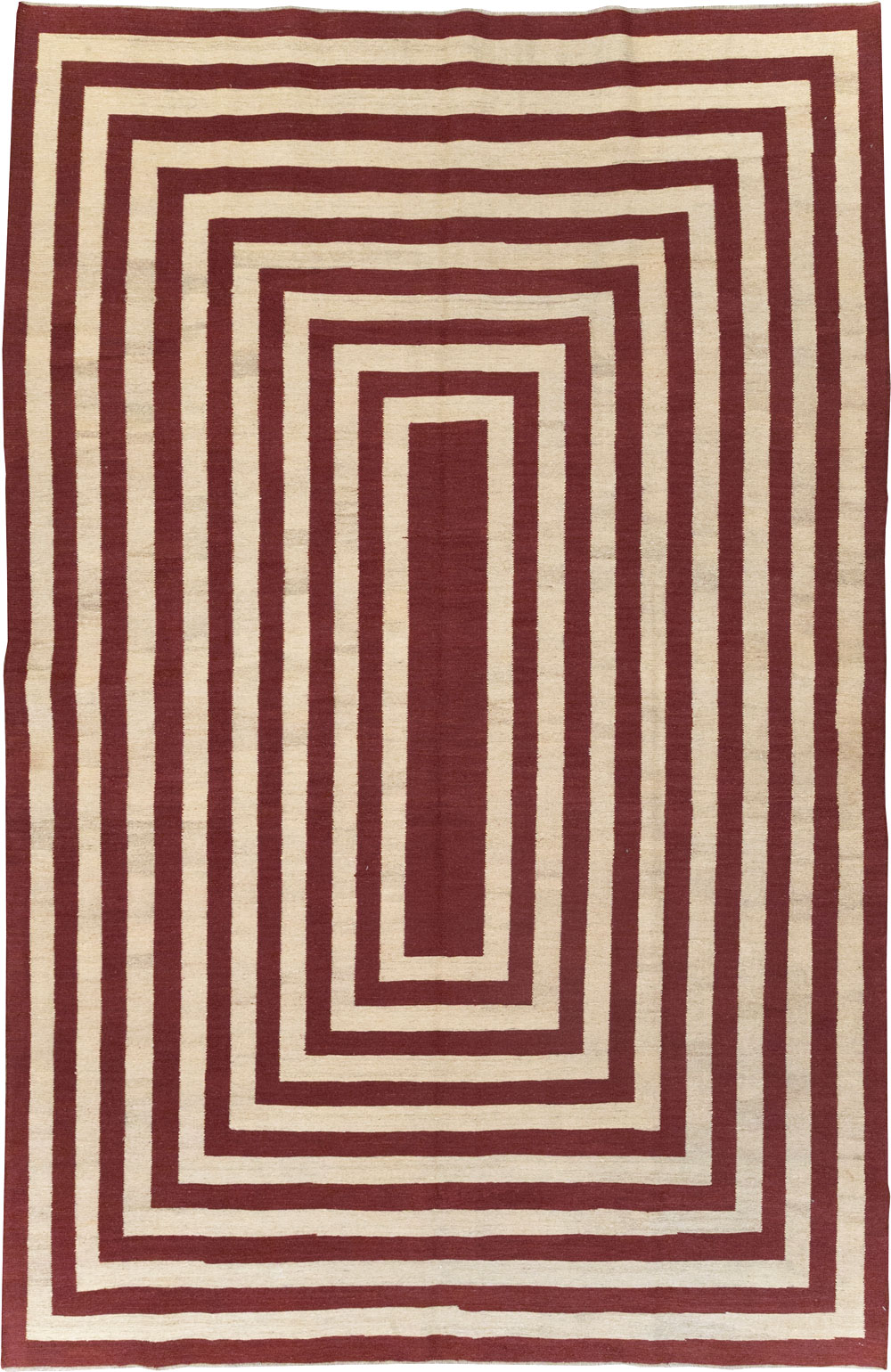 Contemporary Turkish Flatweave Accent Carpet, No.31412 - Gsblank