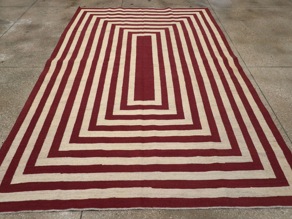 Contemporary Turkish Flatweave Accent Carpet, No.31412 - Gsblank