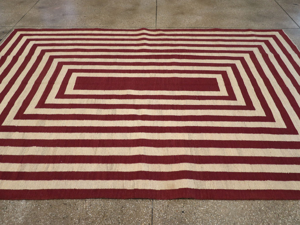 Contemporary Turkish Flatweave Accent Carpet, No.31412 - Gsblank