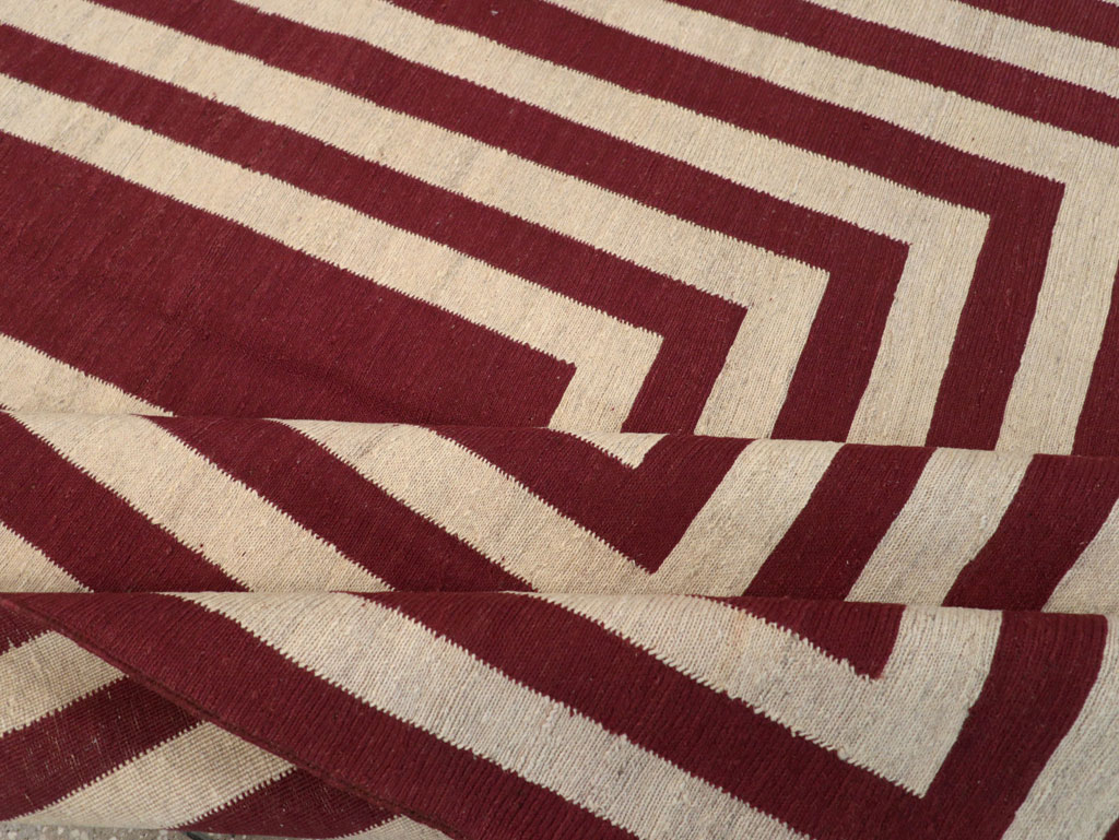 Contemporary Turkish Flatweave Accent Carpet, No.31412 - Gsblank