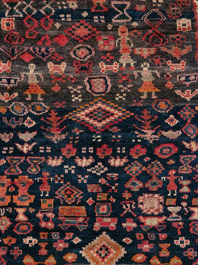 Vintage Persian Hamadan Pictorial Accent Rug, No.31413 - Gsblank