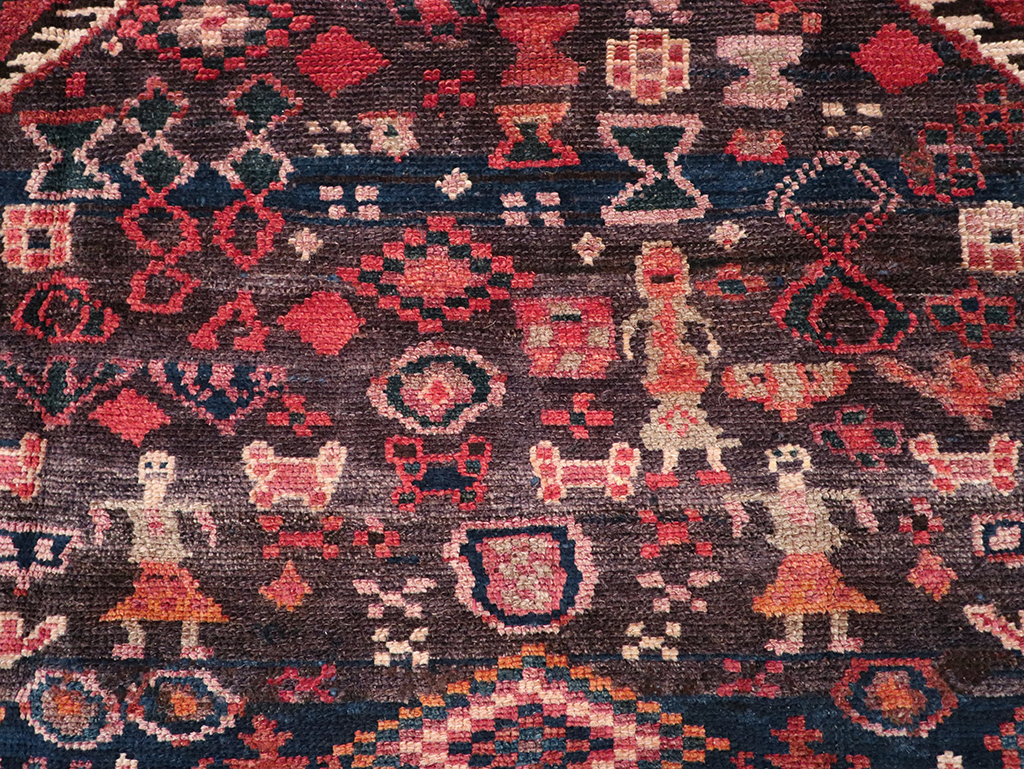 Vintage Persian Hamadan Pictorial Accent Rug, No.31413 - Gsblank