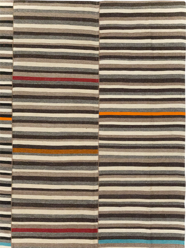 Modern Turkish Flatweave Room Size Carpet, No.31416 - Gsblank