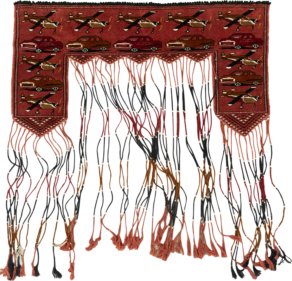 Vintage Central Asian Turkoman War Rug Style Door Hanging, No.31417 - Gsblank