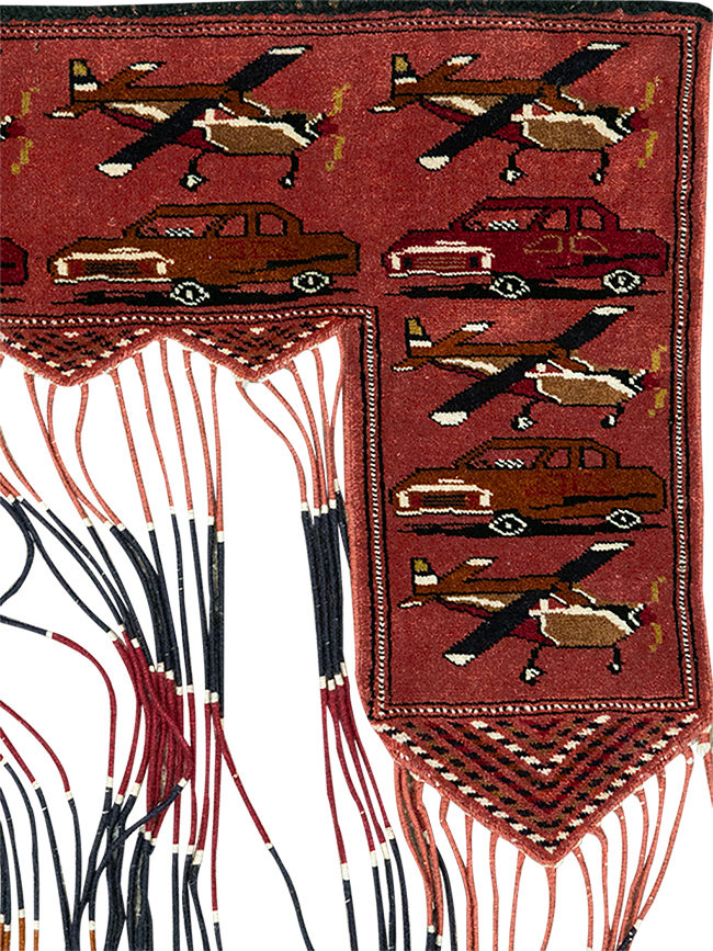 Vintage Central Asian Turkoman War Rug Style Door Hanging, No.31417 - Gsblank