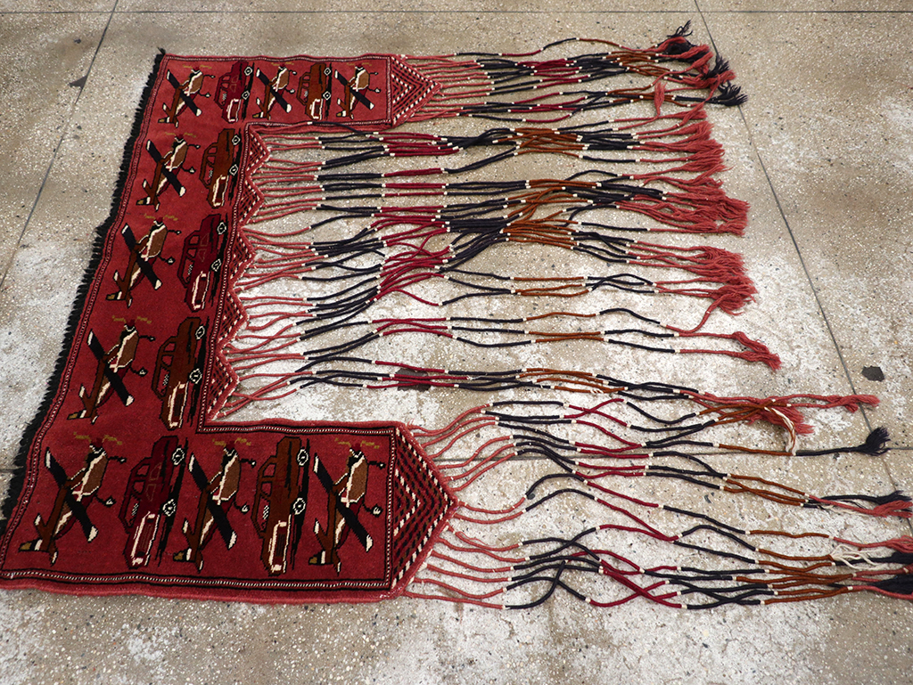 Vintage Central Asian Turkoman War Rug Style Door Hanging, No.31417 - Gsblank