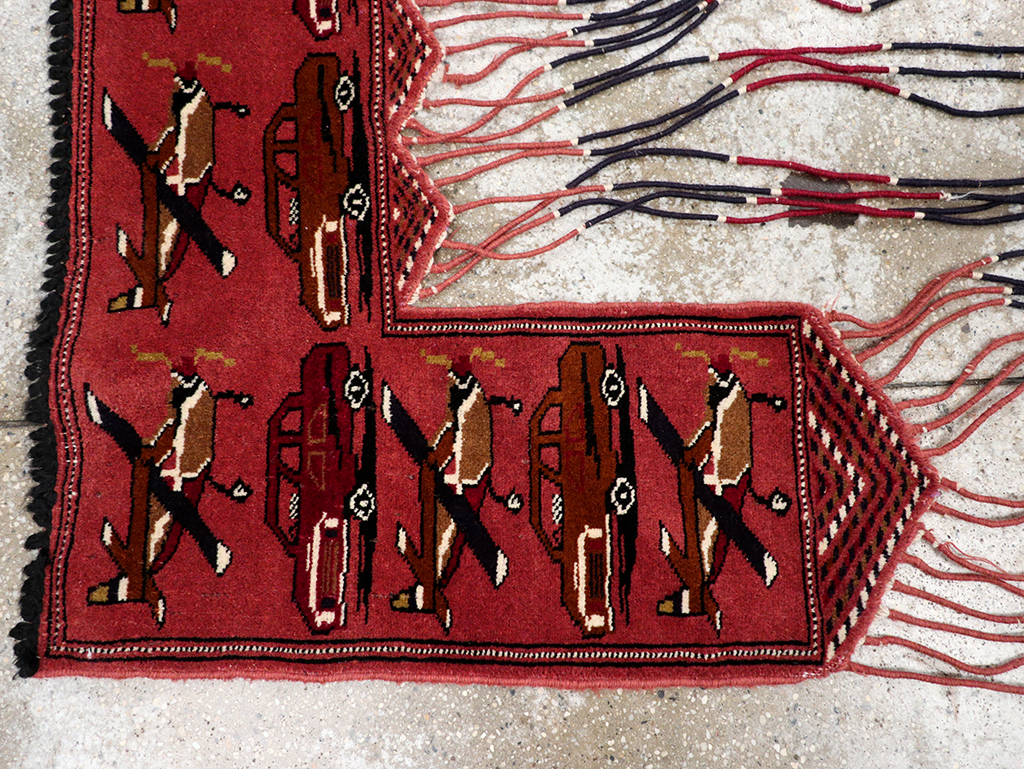 Vintage Central Asian Turkoman War Rug Style Door Hanging, No.31417 - Gsblank