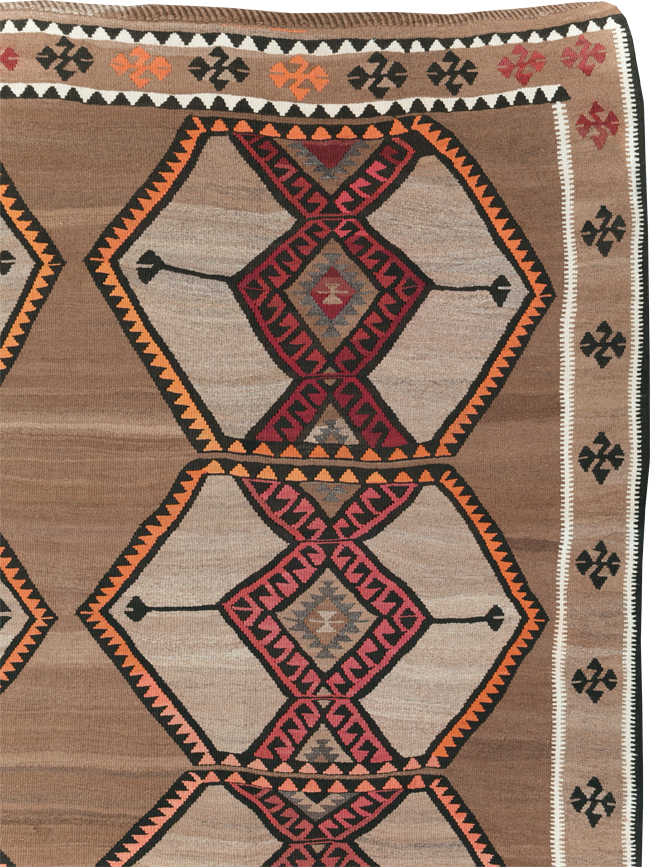 Vintage Turkish Flatweave Kilim Room Size Carpet, No.31423 - Gsblank