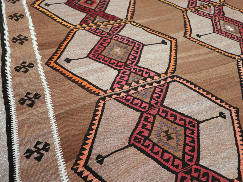 Vintage Turkish Flatweave Kilim Room Size Carpet, No.31423 - Gsblank