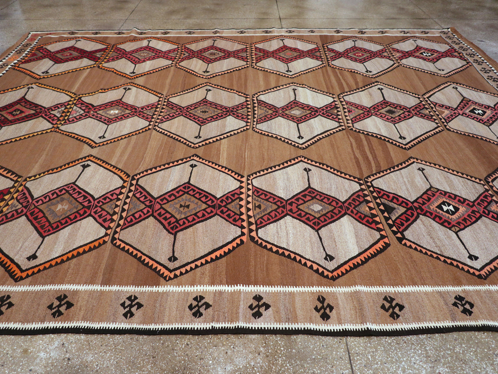 Vintage Turkish Flatweave Kilim Room Size Carpet, No.31423 - Gsblank